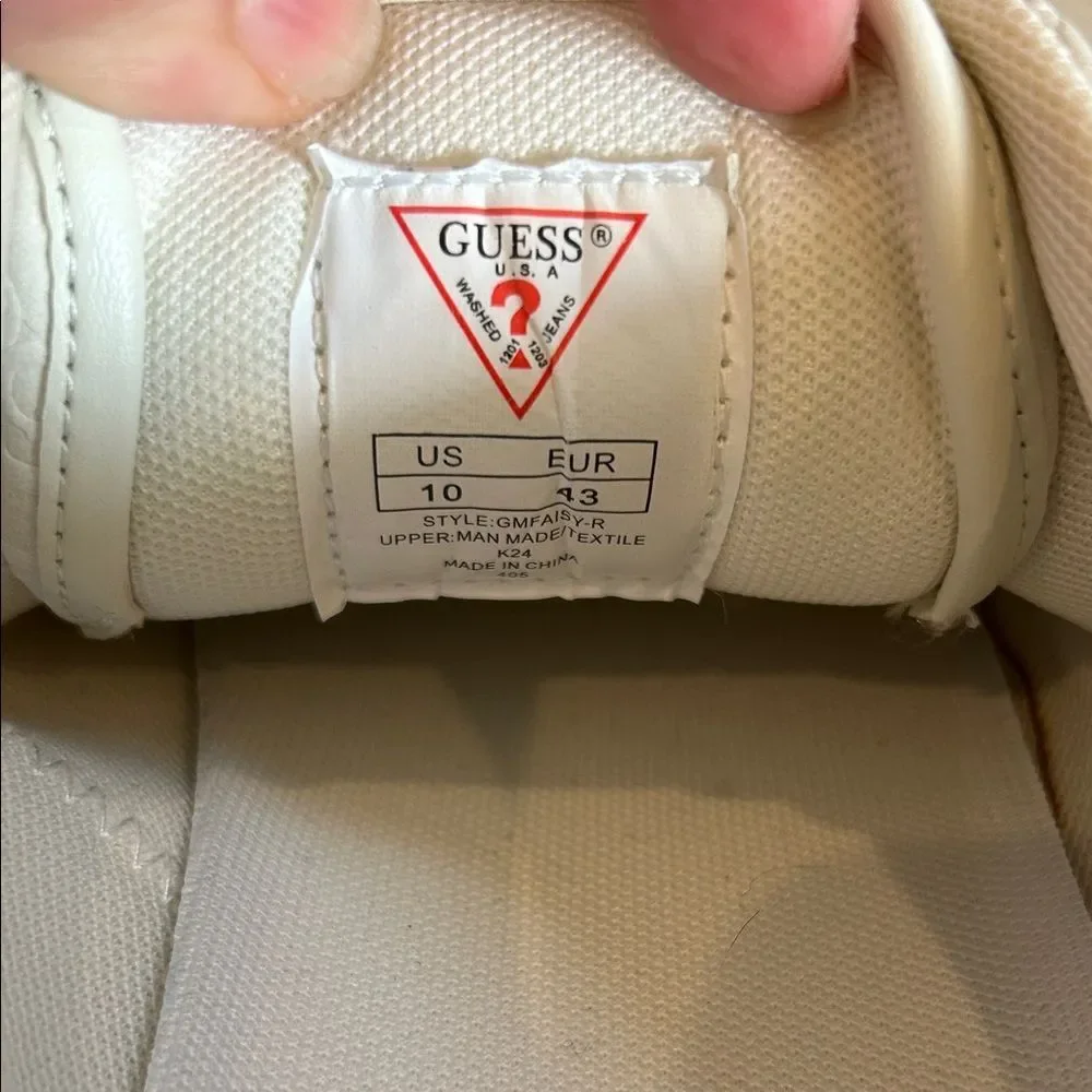 Guess White and Tan Men's Sneakers, Size 10